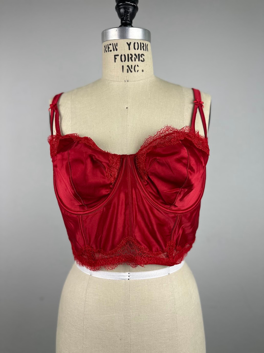 Victoria's Secret Red Satin Lace Bustier Corset Top 38DD/E85